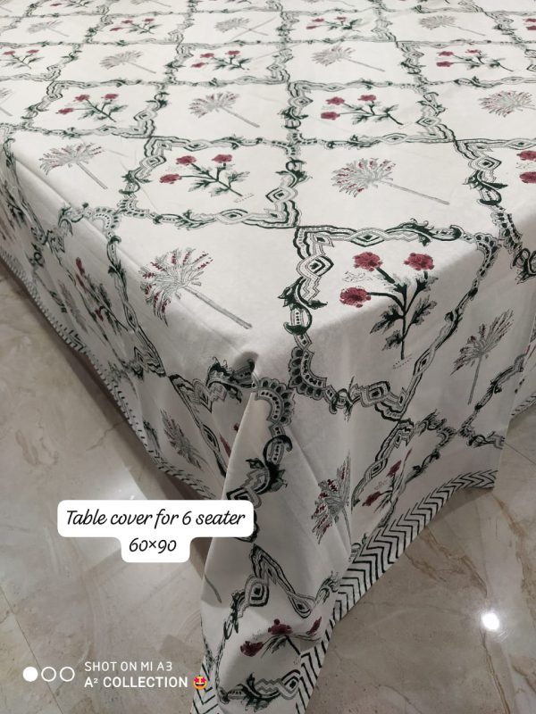 Hand Block Printed-4 (Premium Dinning Table Cover For 6 Seater)