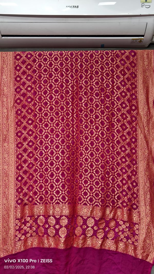 Pure banarasi georgette original hand bandej neemzari dupatta  - Design:2