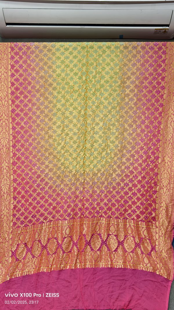 Pure banarasi georgette original hand bandej neemzari dupatta – Design:4