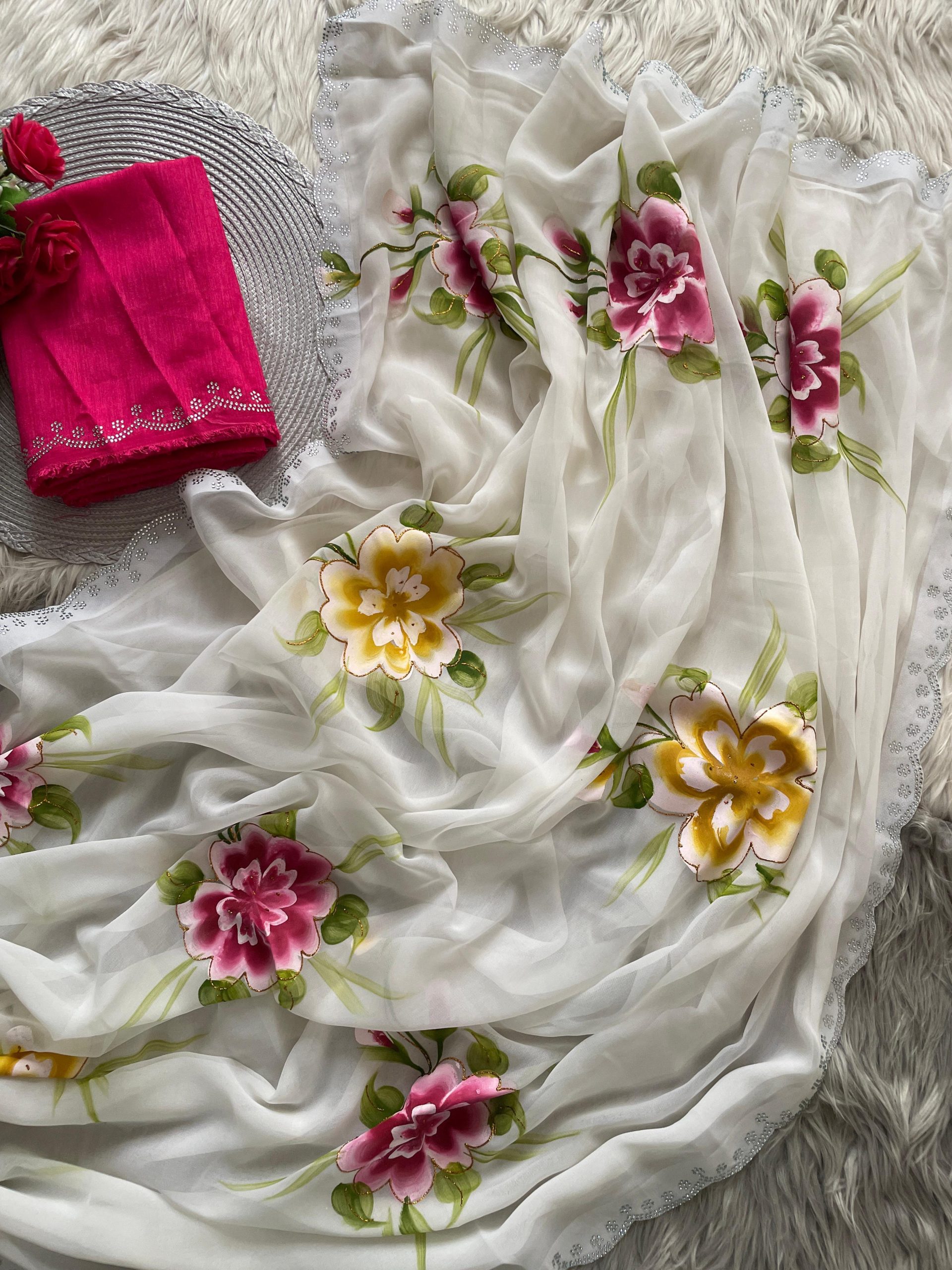 Floral Soft Georgette Saree - Image 6