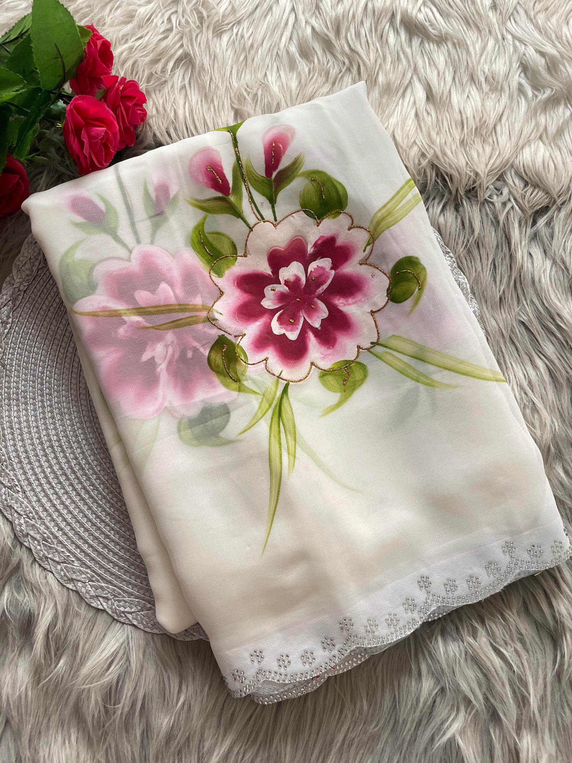 Floral Soft Georgette Saree - Image 4