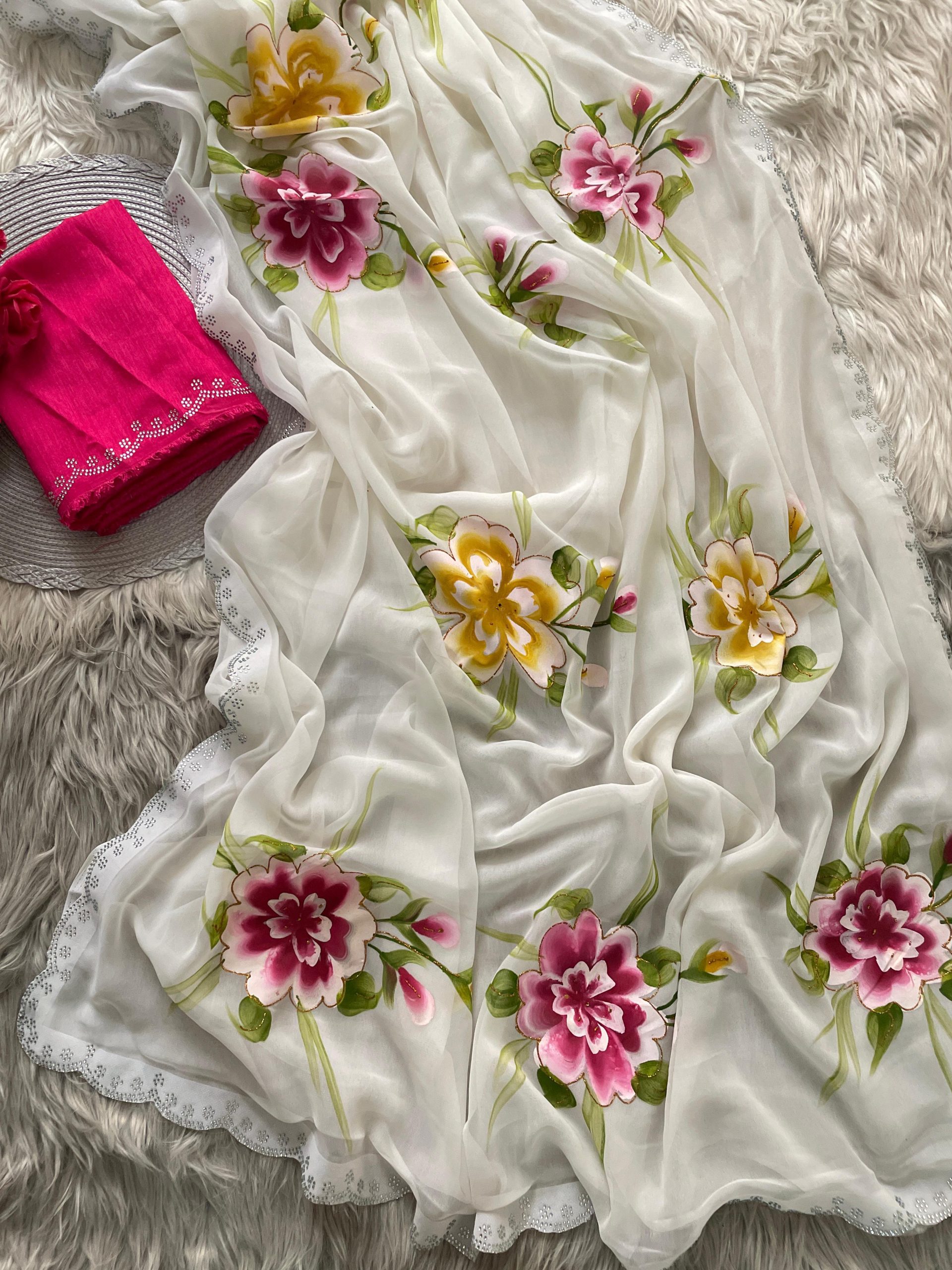 Floral Soft Georgette Saree - Image 5